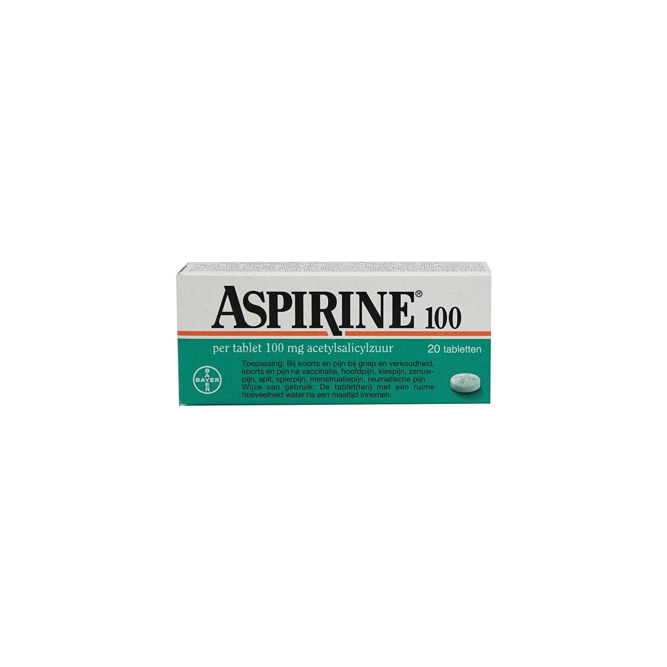 Bayer Aspirine Tabletten 100 Mg (20 Stuks)