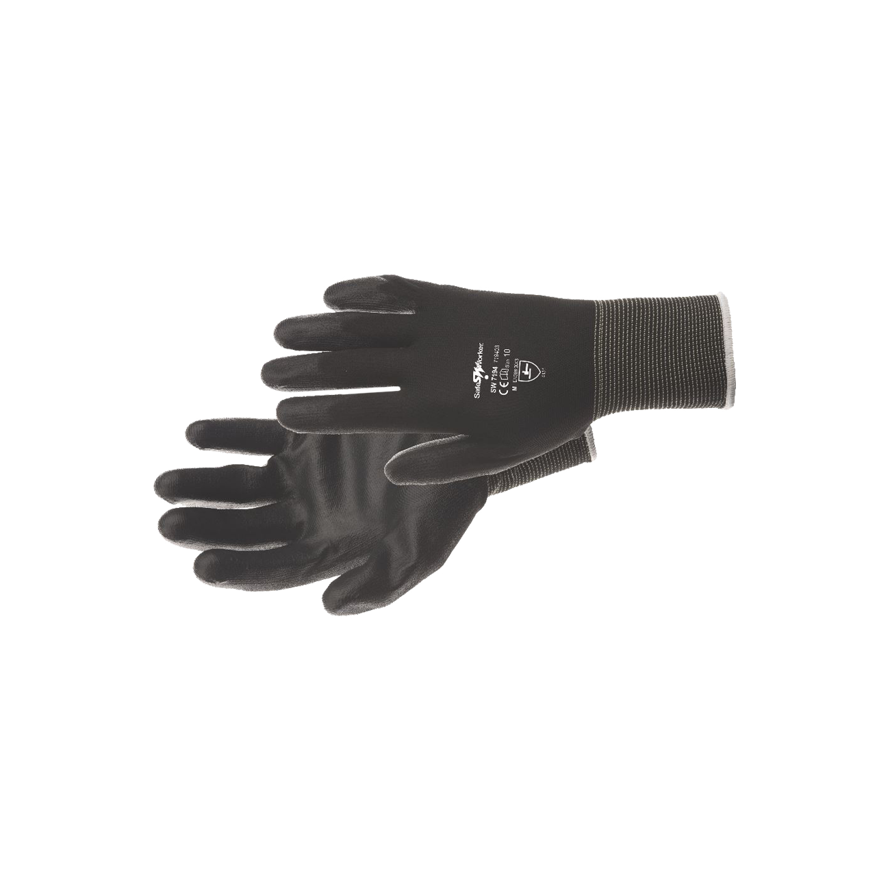 Safe Worker Nylonflex handschoenen zwart PU coating maat 9
